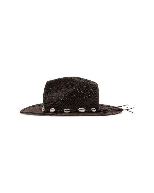Mango Black Straw Hat With Shells