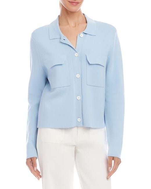 Karen Kane Blue Collared Sweater Jacket