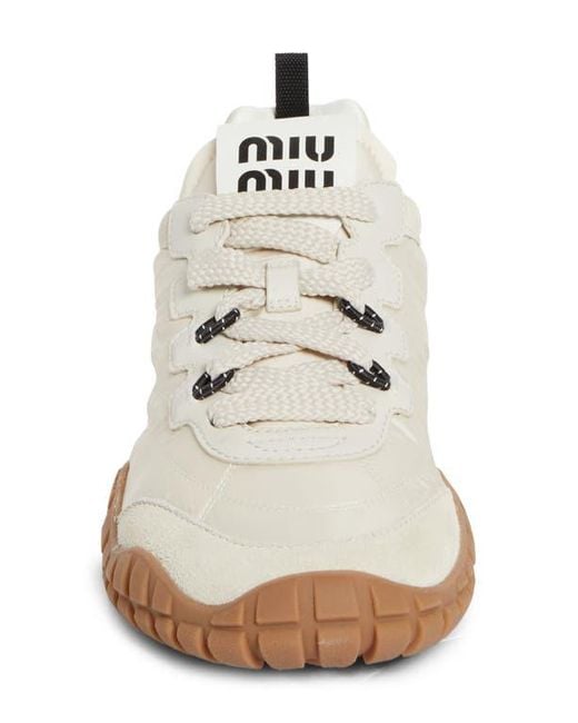 Miu Miu White Sport Quilted Nylon Sneaker