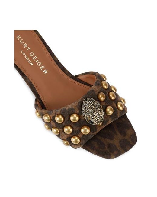 Kurt Geiger Brown Kensington Stud Slide Sandal