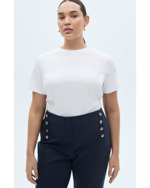 Mango Blue Button Straight Leg Pants