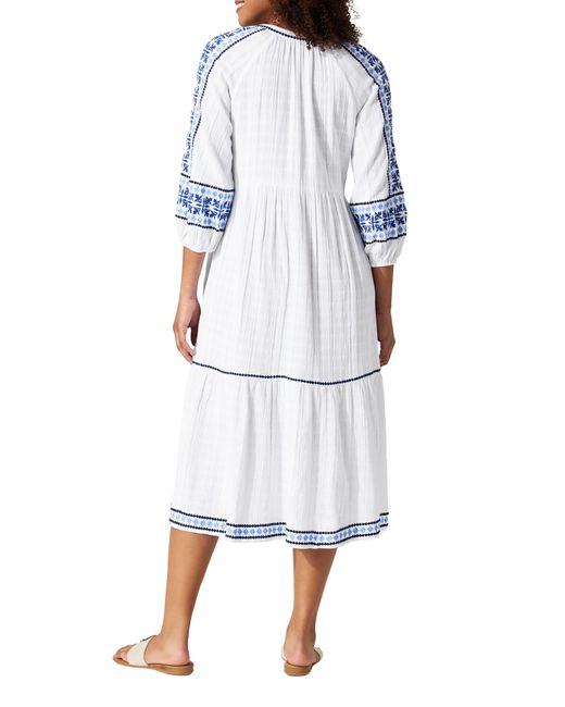 Tommy Bahama White Mykonos Tiered Cover-up Midi Dress