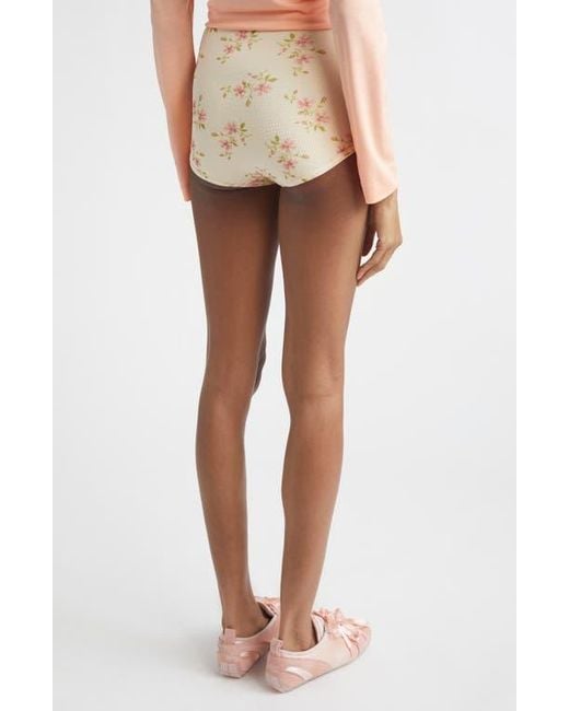 Simone Rocha Natural Tiny Flowers Knit Micro Shorts