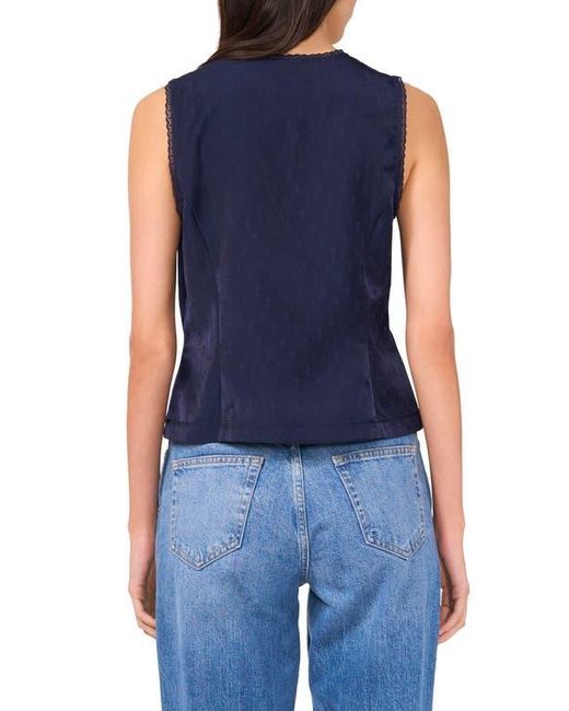 1.STATE Blue Tie Front Lace Trim Tank