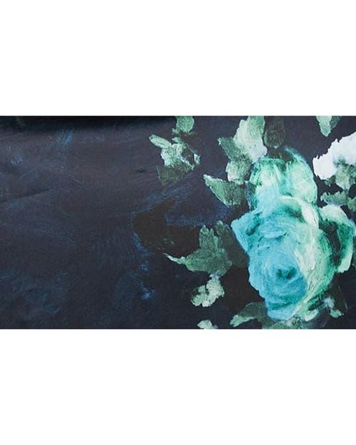Erdem Blue Floral Print Off The Shoulder Duchesse Satin Gown