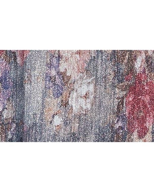 Sl Fashions Purple Metallic Floral A-Line Maxi Dress