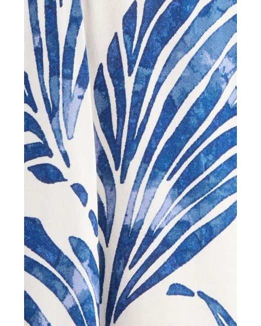 Cece Blue Leaf Print Sundress