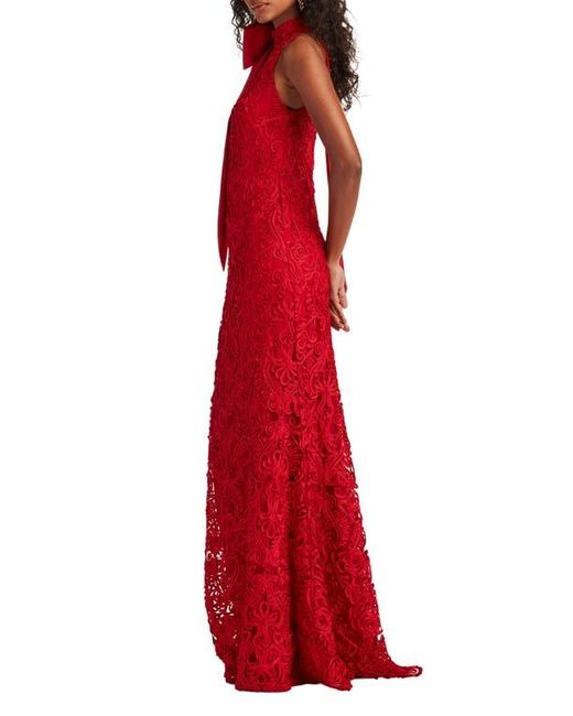 Tadashi Shoji Red Ribbon Bow Sleeveless Gown
