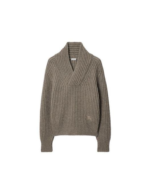 Burberry Brown Shawl Collar Wool Sweater for men