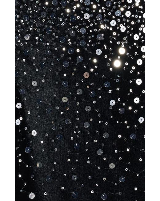 Eliza J Black Mixed Media Sequin Long Sleeve Cocktail Midi Dress