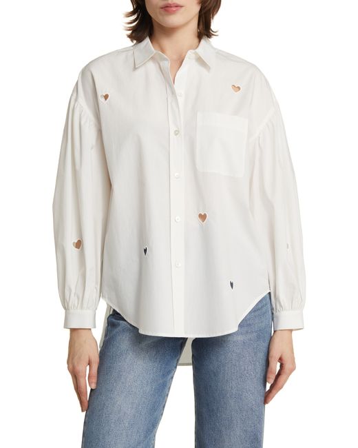 Rails White Janae Eyelet Hearts Cotton Blend Button-up Shirt