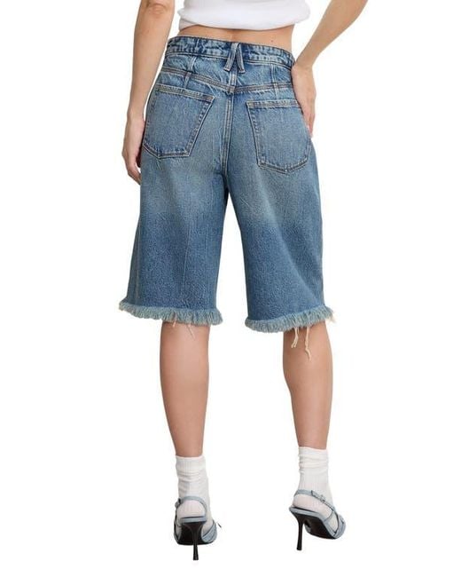 GOOD AMERICAN Blue Good Standard Frayed Denim Bermuda Shorts