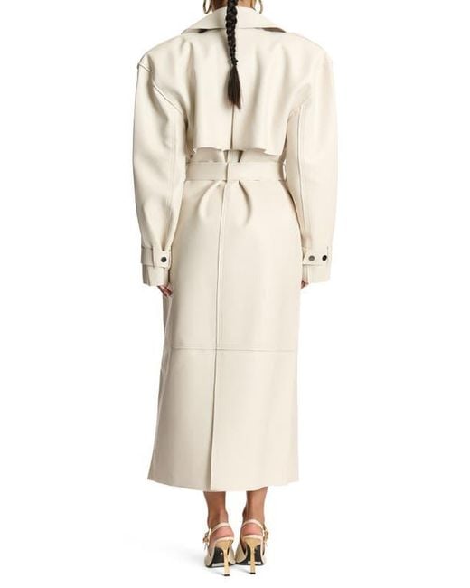 Naked Wardrobe Faux Leather Trench Coat in Natural Lyst