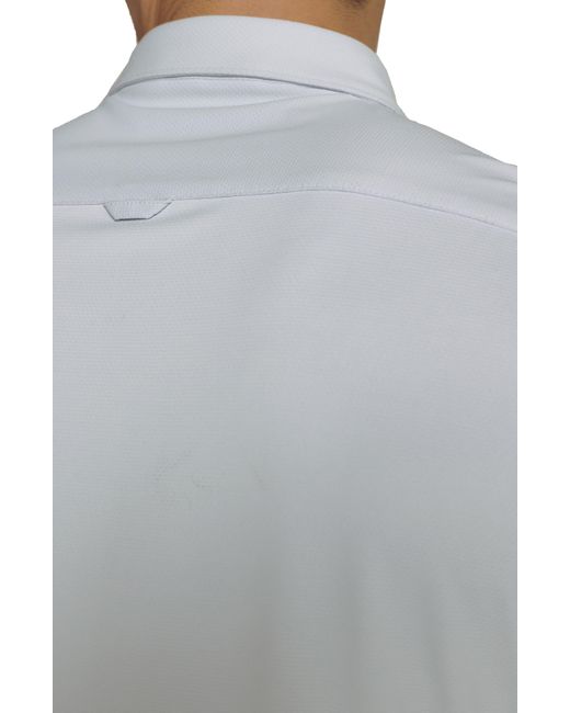 7 Diamonds White Owen Solid Short Sleeve Performance Button-up Shirt for men