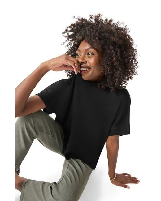 Splendid Black Supersoft Short Sleeve Sweatshirt