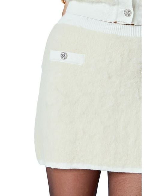 Endless Rose White Textured Knit Miniskirt