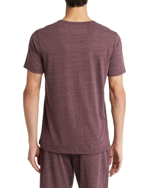 Daniel Buchler Purple Heathered Recycled Cotton Blend Henley Pajama T-shirt for men