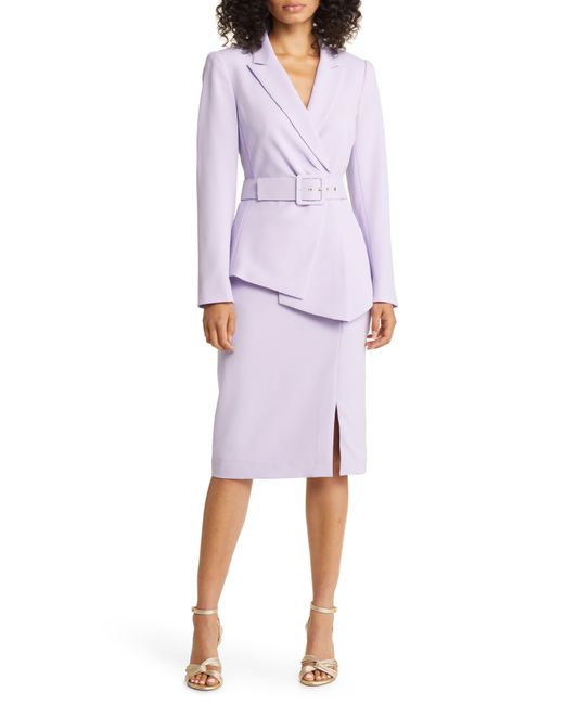 Tahari Purple Nested Belted Jacket And Skirt