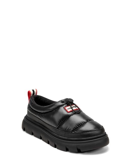 Hunter Black Madi Platform Puffer Slipper