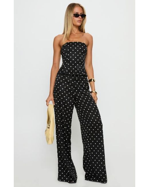 Princess Polly Powdered Sugar Polka Dot Strapless Top & Wide Leg Pants Set  in Black | Lyst