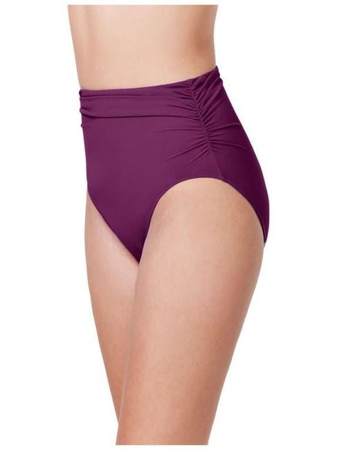 Gottex Purple Tutti Frutti Shirred High Waist Swim Bottom