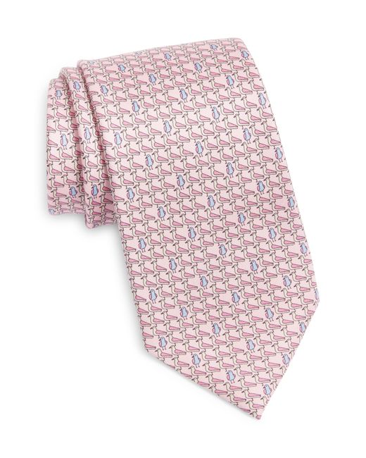 Zegna Pink Seagull Print Silk Tie for men