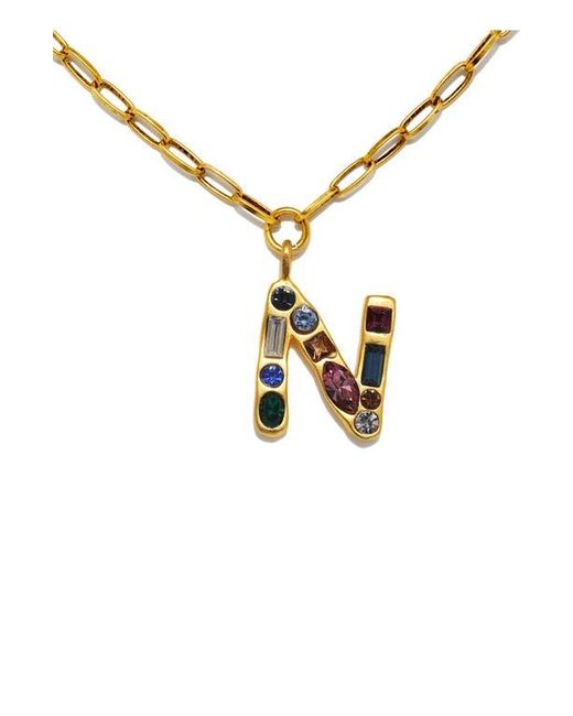 Sequin Metallic Emilie Crystal Initial Pendant Necklace