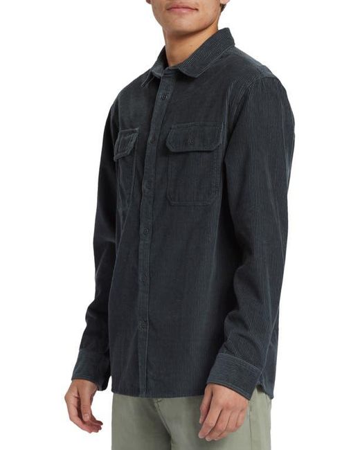 Quiksilver Black Venture Plaid Corduroy Button-Up Overshirt for men