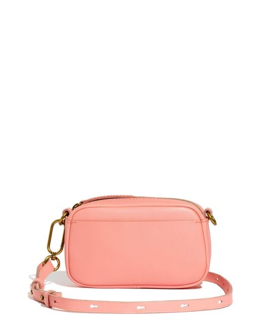 Madewell Mini The Leather Carabiner Crossbody Bag in Pink | Lyst