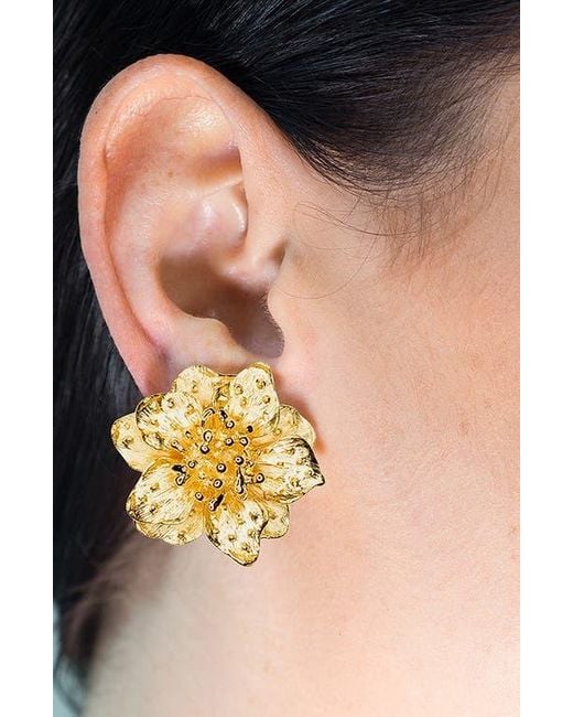 Kenneth Jay Lane Metallic Dogwood Flower Earrings