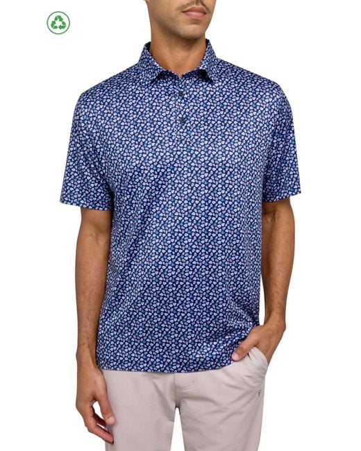 Con.struct Blue Regular Fit Micro Mexi Skulls Print Recycled Performance Golf Polo for men