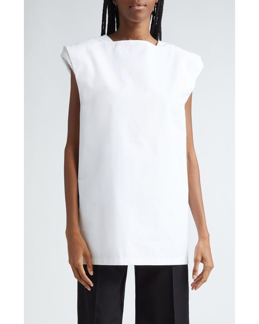 Jil Sander White Oversize Sleeveless Cotton Top