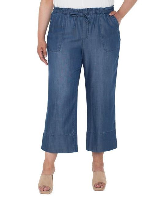 Liverpool Los Angeles Blue Drawstring Chambray Ankle Wide Leg Pants