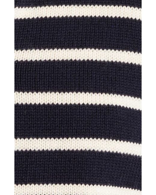 FRAME Blue Stripe Merino Wool & Cotton Cardigan