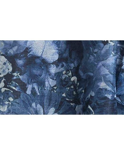 Maggy London Blue Ruffle V-Neck Organza Cocktail Dress