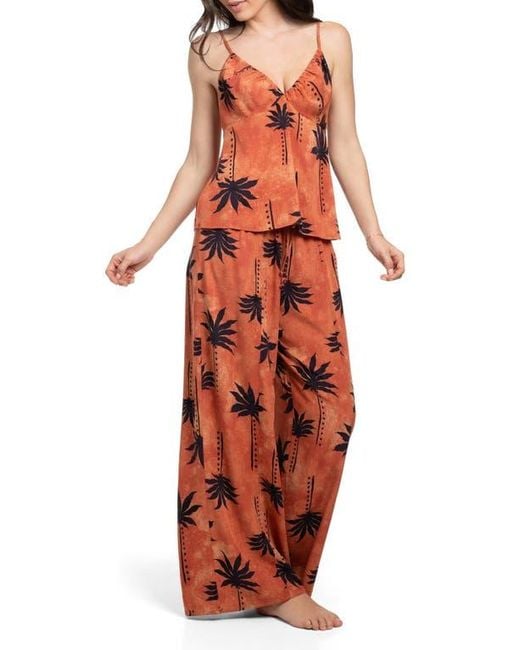 MIDNIGHT BAKERY Orange Palm Print Pajamas