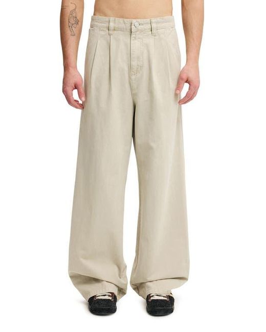 Cotton On Natural Super Baggy Pleated Pant for men