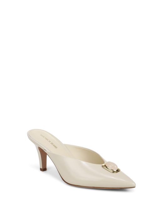 Veronica Beard White Cabochon Leather Pointed Toe Mule