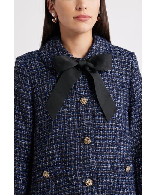 Caslon Blue Tweed Bow Jacket