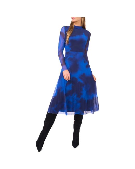 halogen long sleeve midi dress Halogen Long Sleeve Smocked Waist Midi Dress Size Small
