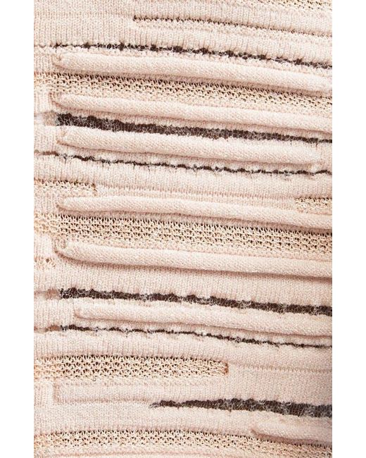 Balmain Natural Textured Stripe Strapless Knit Body-Con Dress