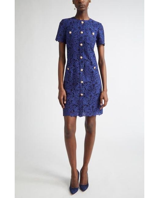 st john lace embellished shirt dress St. John Collection Embellished Floral Lace Cap Sleeve Dress ( Size 4)