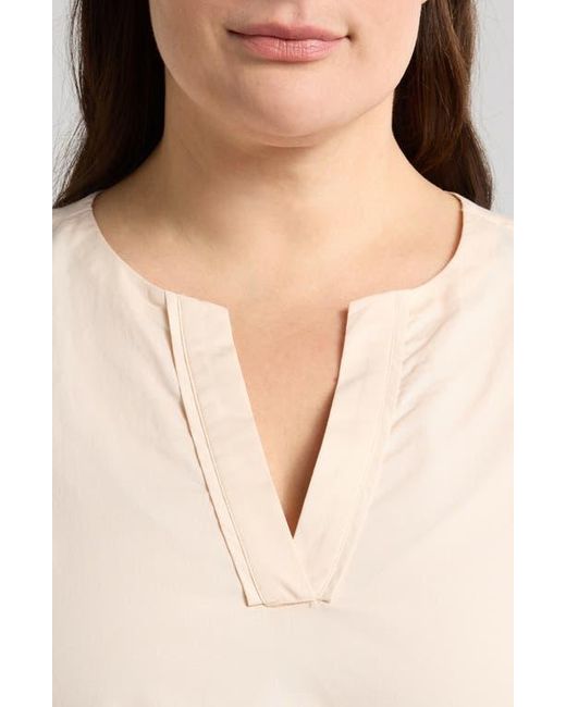Wit & Wisdom Natural Cuffed Split Neck Top