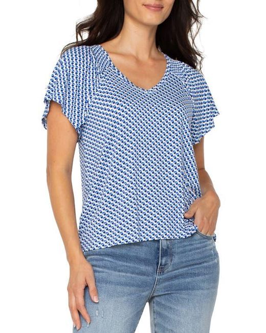 Liverpool Los Angeles Blue Flutter Dolman Sleeve Top