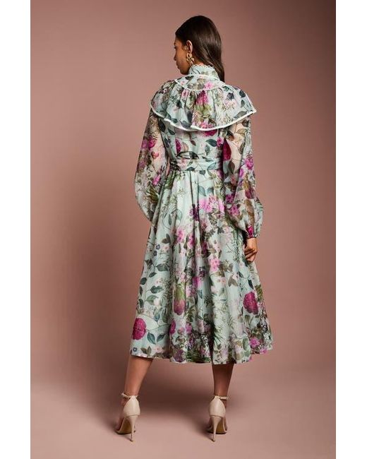 Coast White Long Sleeve Printed Organza Shirt Dress