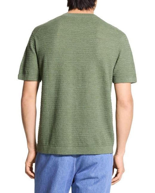 Theory Green Kolben Short Sleeve Linen & Cotton Blend Crewneck Sweater for men