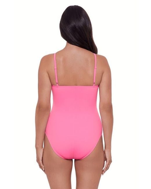 S3 Pink Classic Shirred Front One Piece Swimsuit