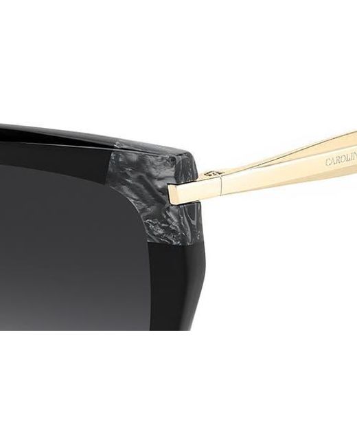 Carolina Herrera Black 55Mm Rectangular Sunglasses