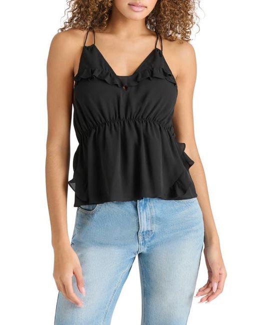 Steve Madden Black Mina Ruffle Peplum Camisole