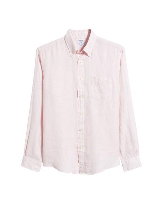 Brooks Brothers Pink Regular Fit Linen Button-Down Shirt for men
